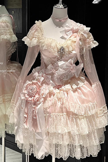 Gothic Lolita Dress - Princess Off Shoulder, 2 Colors, Long Sleeves, Sweet Style - additional product view 4