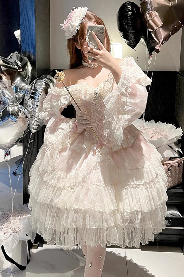 Gothic Lolita Dress - Princess Off Shoulder, 2 Colors, Long Sleeves, Sweet Style - additional product view 7