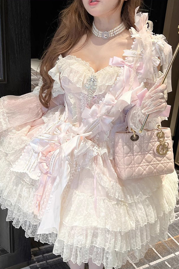 Gothic Lolita Dress - Princess Off Shoulder, 2 Colors, Long Sleeves, Sweet Style - additional product view 8