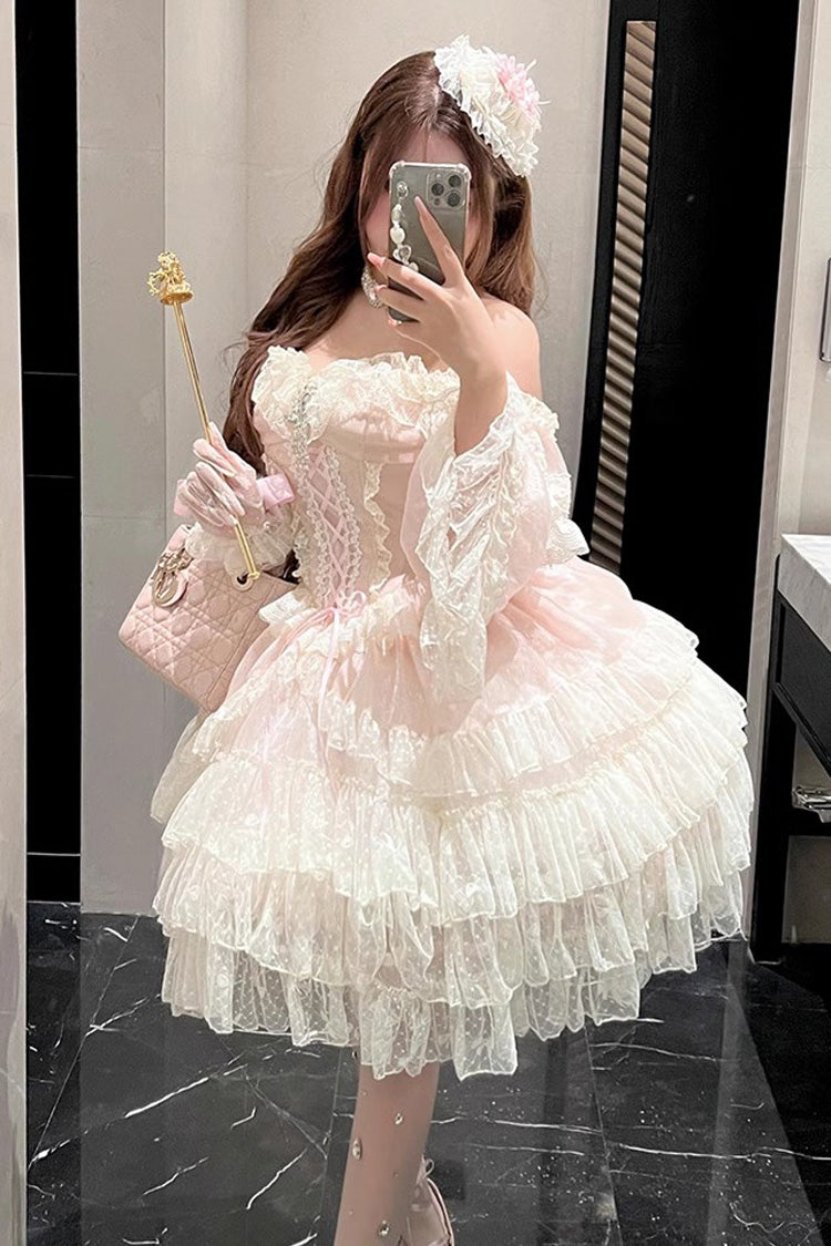 Gothic Lolita Dress - Princess Off Shoulder, 2 Colors, Long Sleeves, Sweet Style - additional product view 10