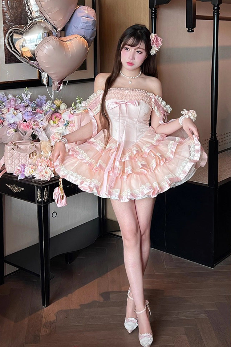 Gothic Lolita Dress - Princess Ribbon, Pink, Bow Detail, Lace Trim, Ruffled - additional product view 9