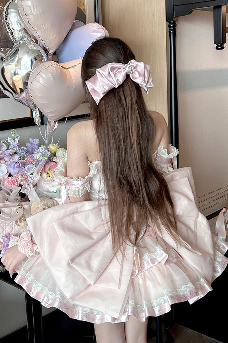 Gothic Lolita Dress - Princess Ribbon, Pink, Bow Detail, Lace Trim, Ruffled - additional product view 12