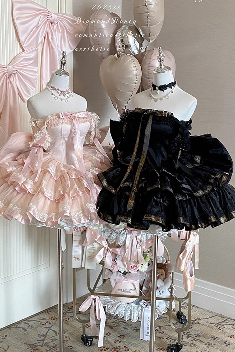 Gothic Lolita Dress - Princess Ribbon, Pink, Bow Detail, Lace Trim, Ruffled - additional product view 14