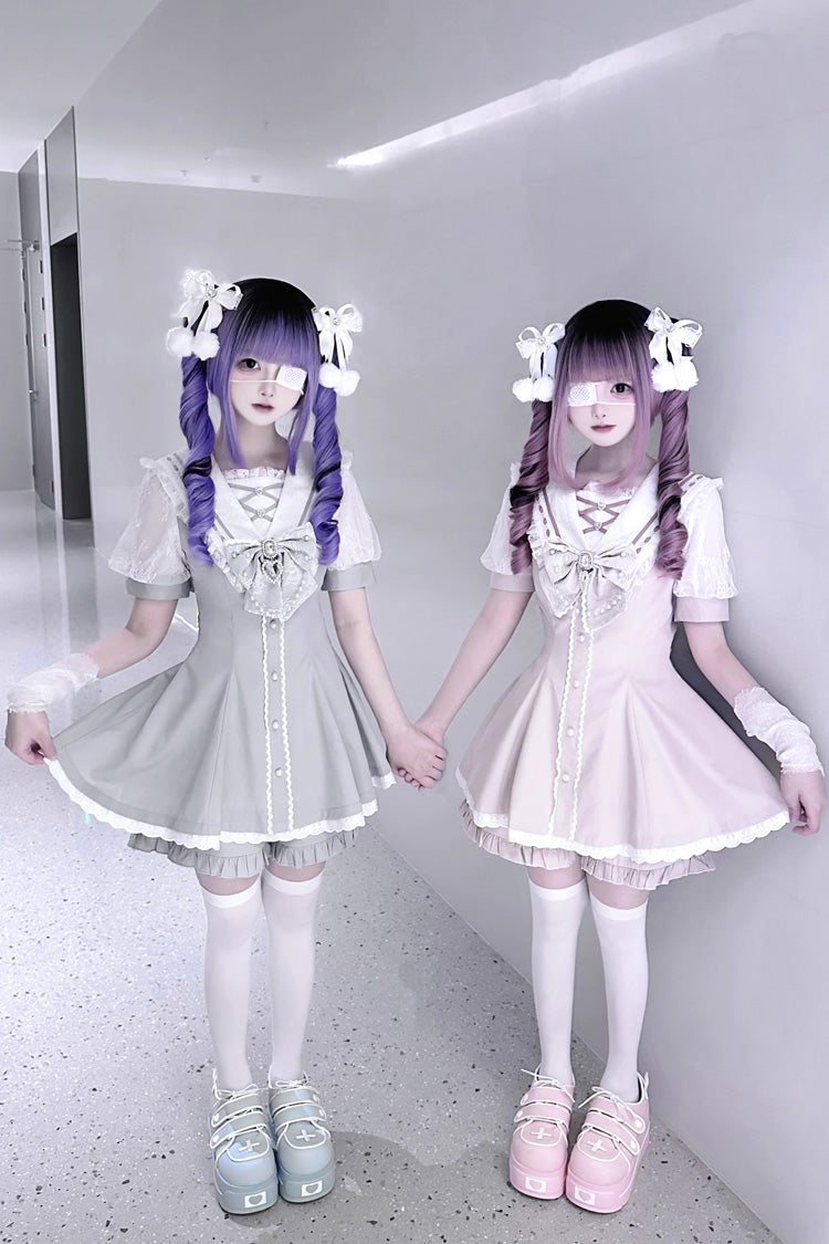 Gothic Lolita Dress - Print Bowknot Jirai Kei, 3 Colors, Printed, Sweet Style, Bow Detail - additional product view 5