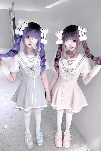 Gothic Lolita Dress - Print Bowknot Jirai Kei, 3 Colors, Printed, Sweet Style, Bow Detail - additional product view 10