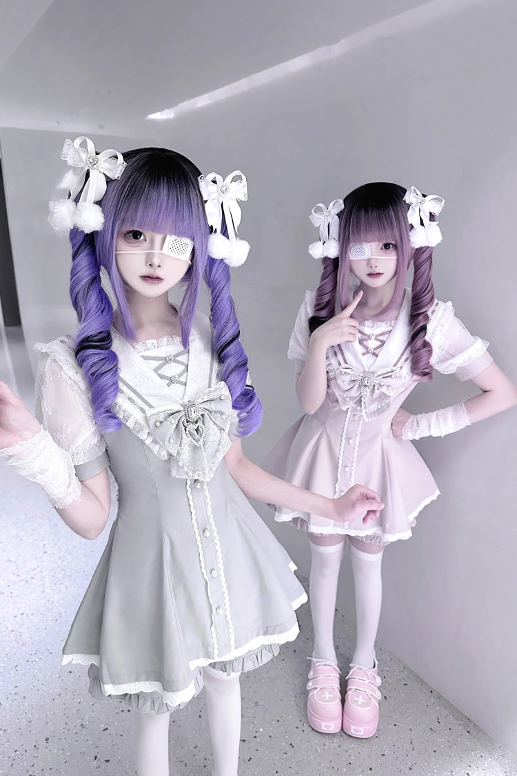 Gothic Lolita Dress - Print Bowknot Jirai Kei, 3 Colors, Printed, Sweet Style, Bow Detail - additional product view 12
