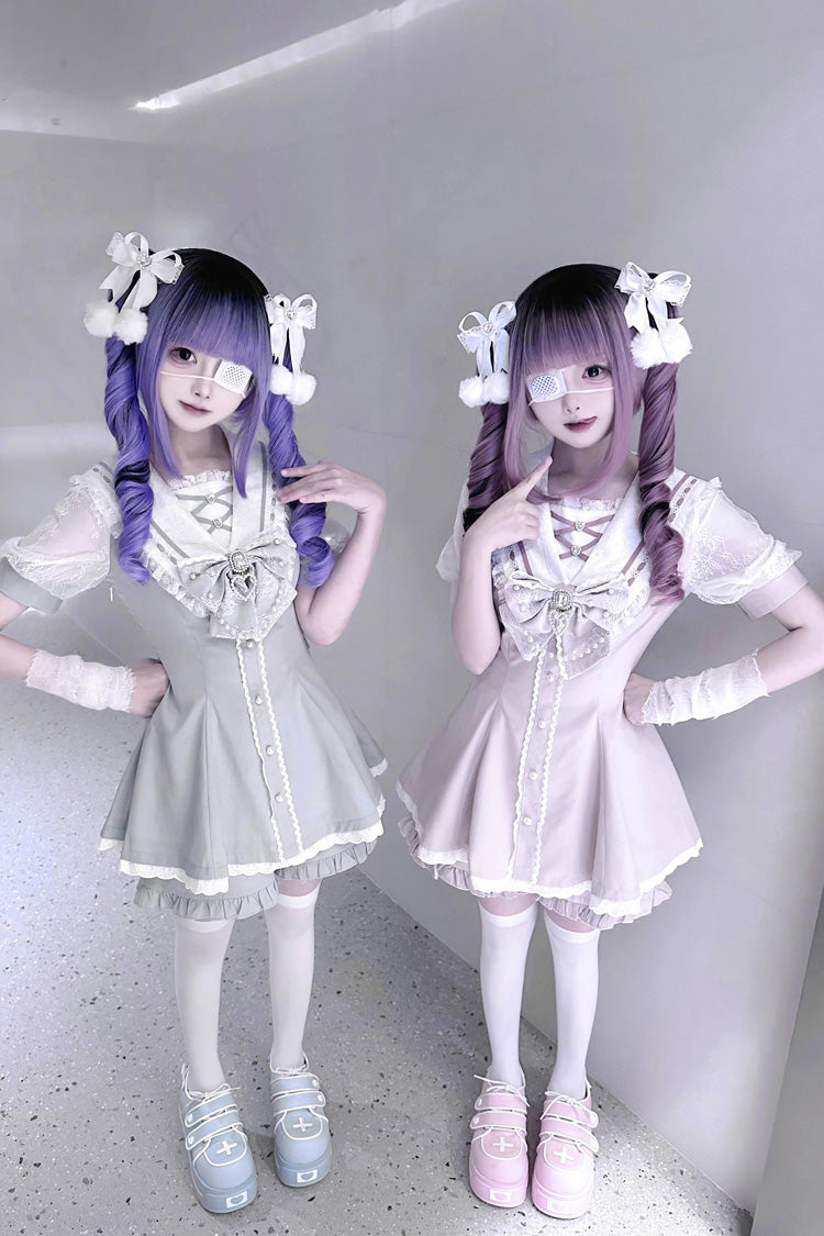 Gothic Lolita Dress - Print Bowknot Jirai Kei, 3 Colors, Printed, Sweet Style, Bow Detail - additional product view 13