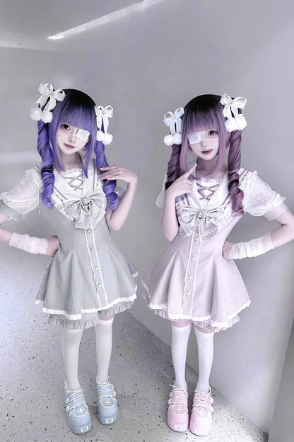 Gothic Lolita Dress - Print Bowknot Jirai Kei, 3 Colors, Printed, Sweet Style, Bow Detail - additional product view 13