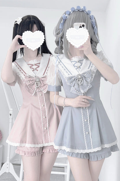 Gothic Lolita Dress - Print Bowknot Jirai Kei, 3 Colors, Printed, Sweet Style, Bow Detail - main product image