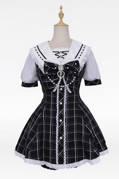 Gothic Lolita Dress - Print Bowknot Jirai Kei, 3 Colors, Printed, Sweet Style, Bow Detail - S Black / M Black / L Black option