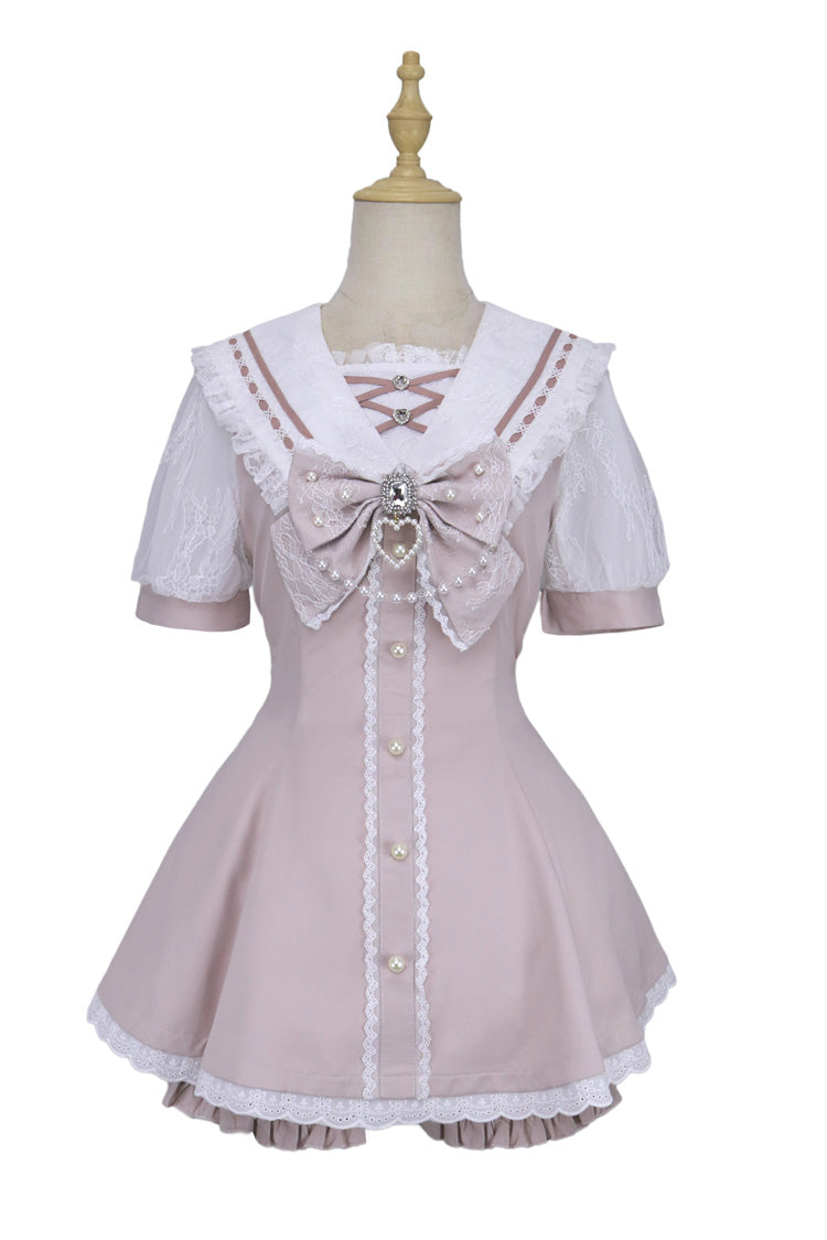Gothic Lolita Dress - Print Bowknot Jirai Kei, 3 Colors, Printed, Sweet Style, Bow Detail - S Pink / M Pink / L Pink option