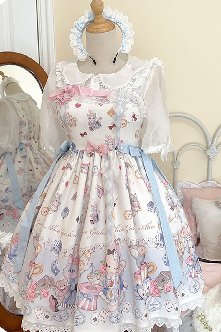 Gothic Lolita Dress - Printed Ruffled Bow Princess, Ivory, Bow Detail - additional product view 3