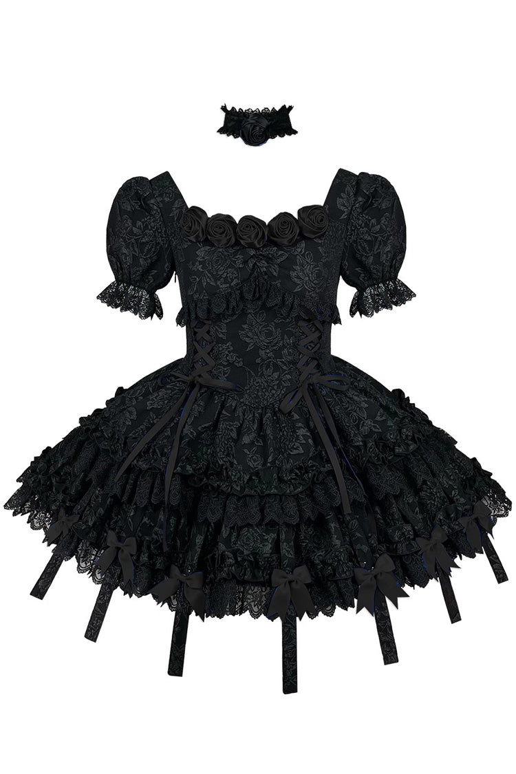 Gothic Lolita Dress - Pure Black Puff, Black, Layered - Tea Party Dress - additional product view 2