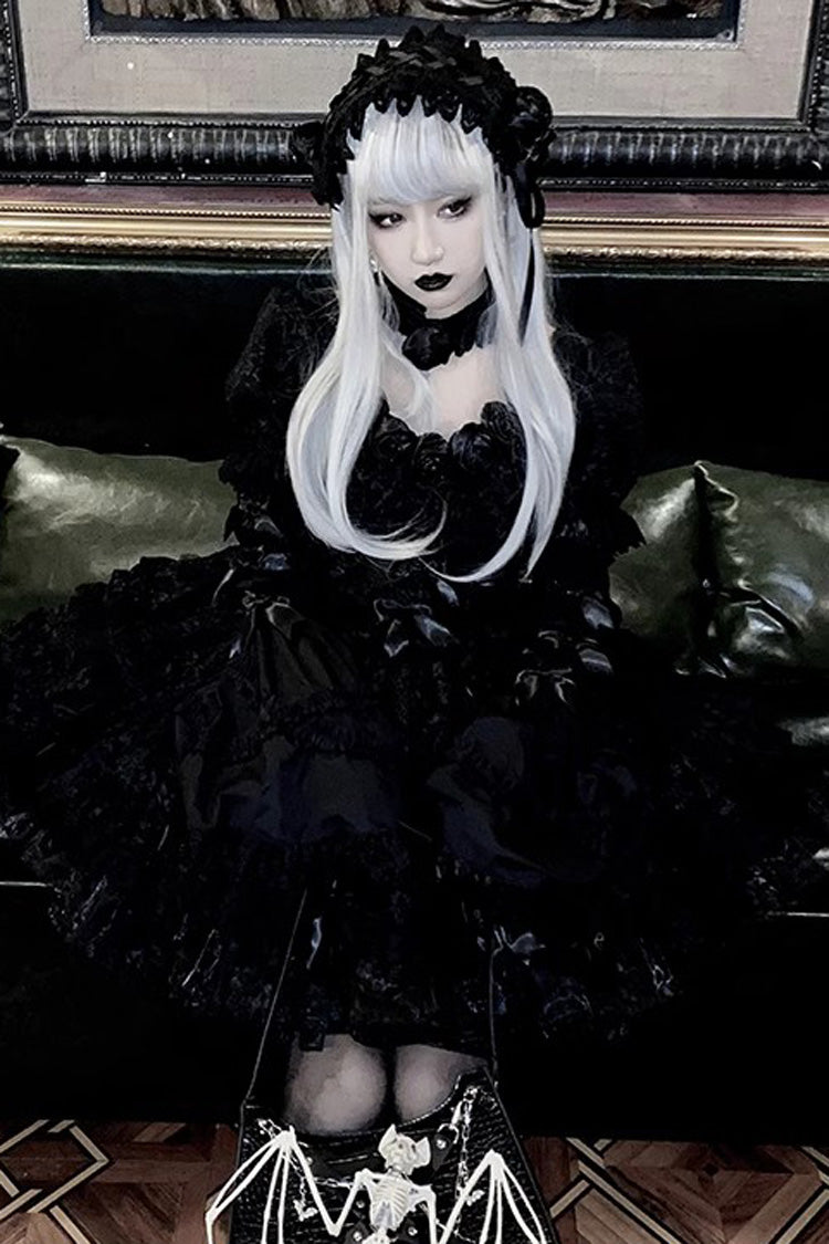 Gothic Lolita Dress - Pure Black Puff, Black, Layered - Tea Party Dress - additional product view 5