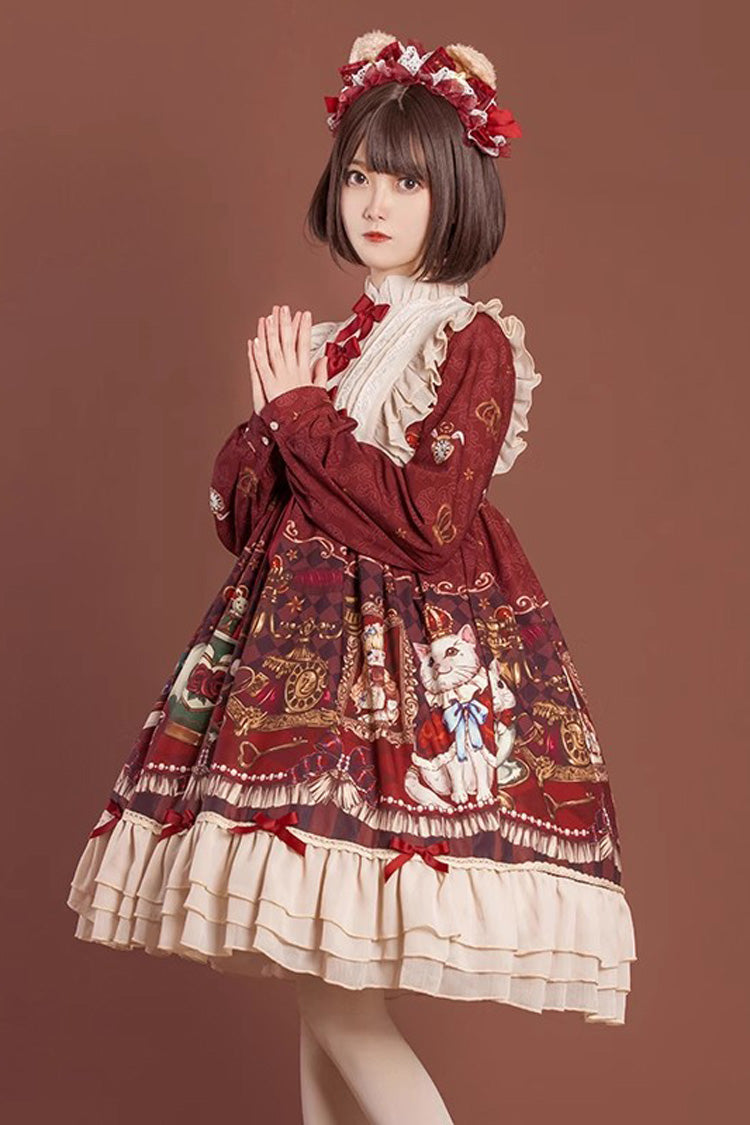 Gothic Lolita Dress - Rabbit And Bear Feast, 2 Colors, Long Sleeves, Sweet Style - additional product view 3