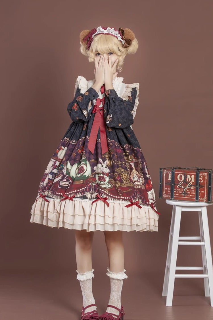 Gothic Lolita Dress - Rabbit And Bear Feast, 2 Colors, Long Sleeves, Sweet Style - additional product view 7