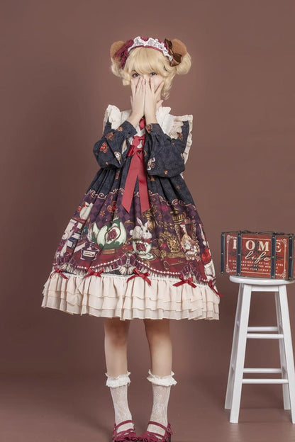 Gothic Lolita Dress - Rabbit And Bear Feast, 2 Colors, Long Sleeves, Sweet Style - additional product view 7