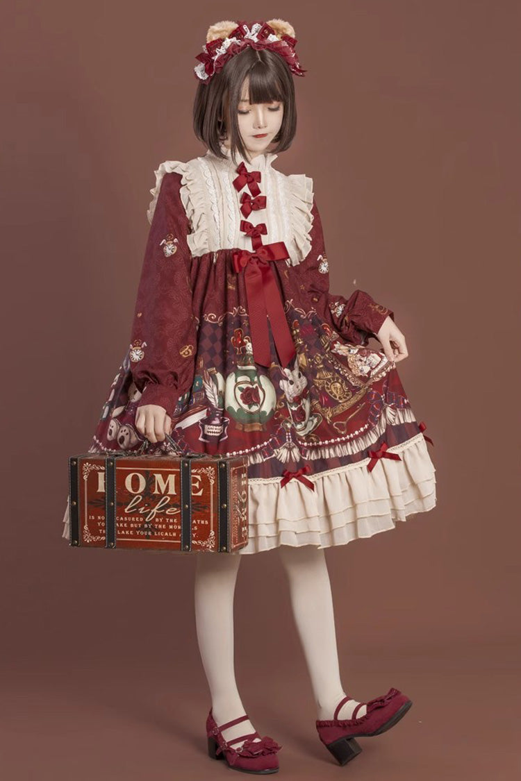 Gothic Lolita Dress - Rabbit And Bear Feast, 2 Colors, Long Sleeves, Sweet Style - main product image