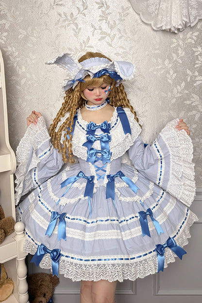 Gothic Lolita Dress - Rabbit Sleeping Doll, 2 Colors, Lace Trim, Ruffled, Long Sleeves - additional product view 2