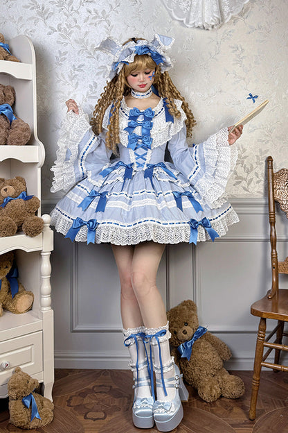 Gothic Lolita Dress - Rabbit Sleeping Doll, 2 Colors, Lace Trim, Ruffled, Long Sleeves - additional product view 3