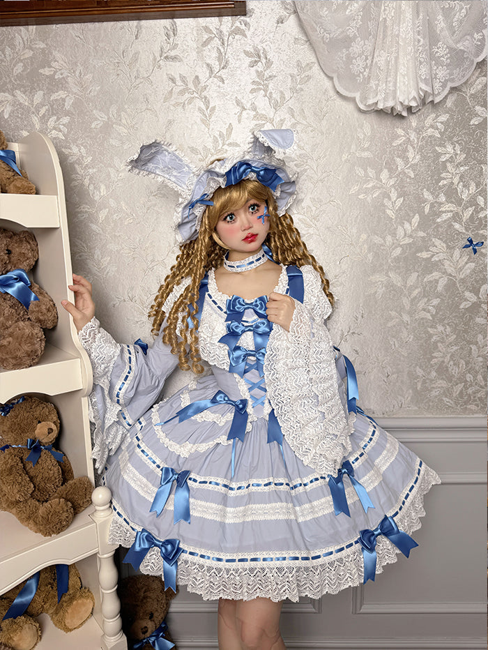 Gothic Lolita Dress - Rabbit Sleeping Doll, 2 Colors, Lace Trim, Ruffled, Long Sleeves - additional product view 5