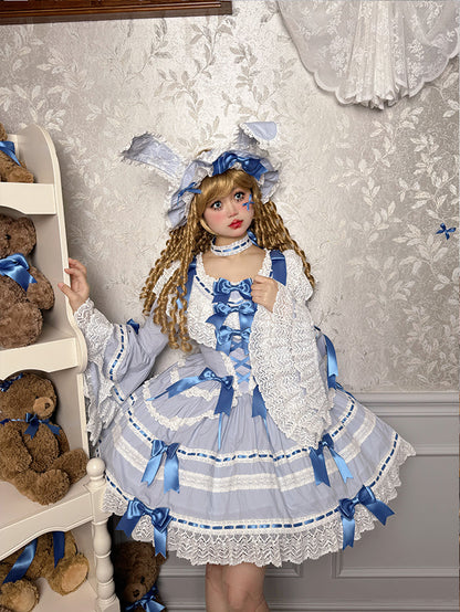 Gothic Lolita Dress - Rabbit Sleeping Doll, 2 Colors, Lace Trim, Ruffled, Long Sleeves - additional product view 5