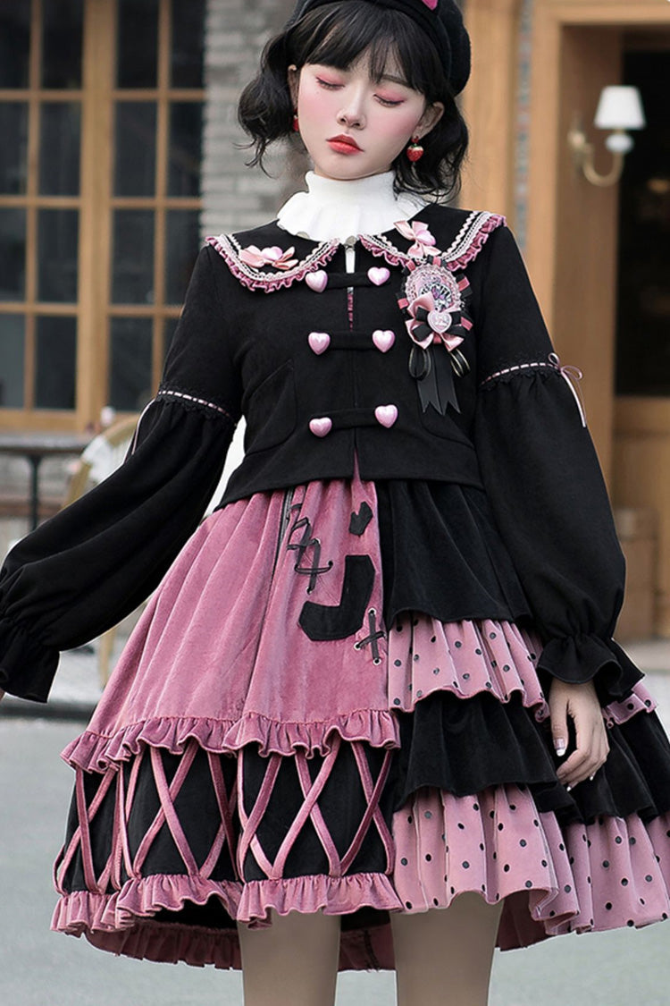Gothic Lolita Dress - Red/black, 2 Colors, Sweet Style, Ruffled - additional product view 3
