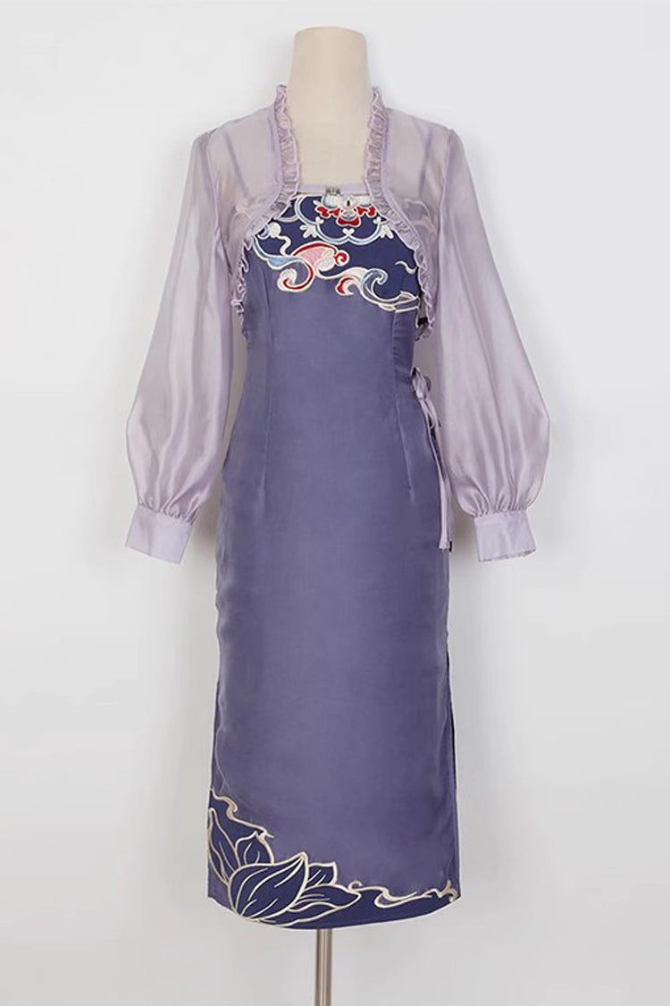 Gothic Lolita Dress - Retro Chest Embroidery Han, Purple, Embroidered, Sweet Style - additional product view 6