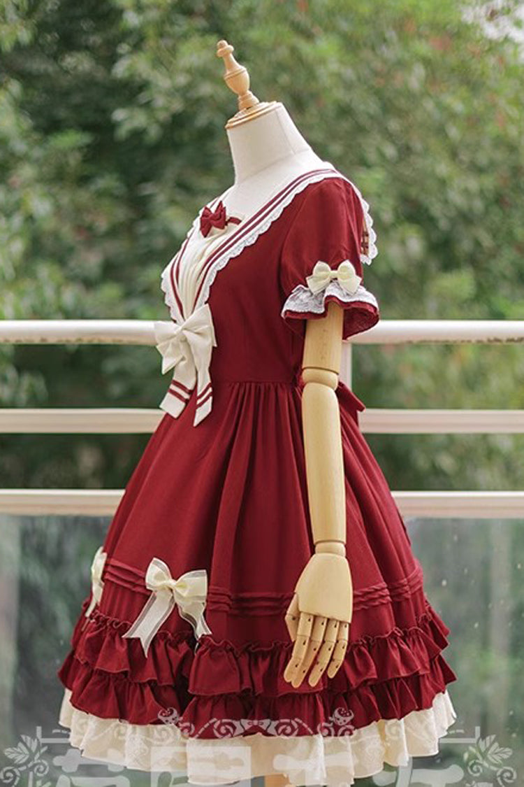 Gothic Lolita Dress - Rhine River Navy Style, 4 Colors, Sweet Style, Bow Detail - additional product view 6