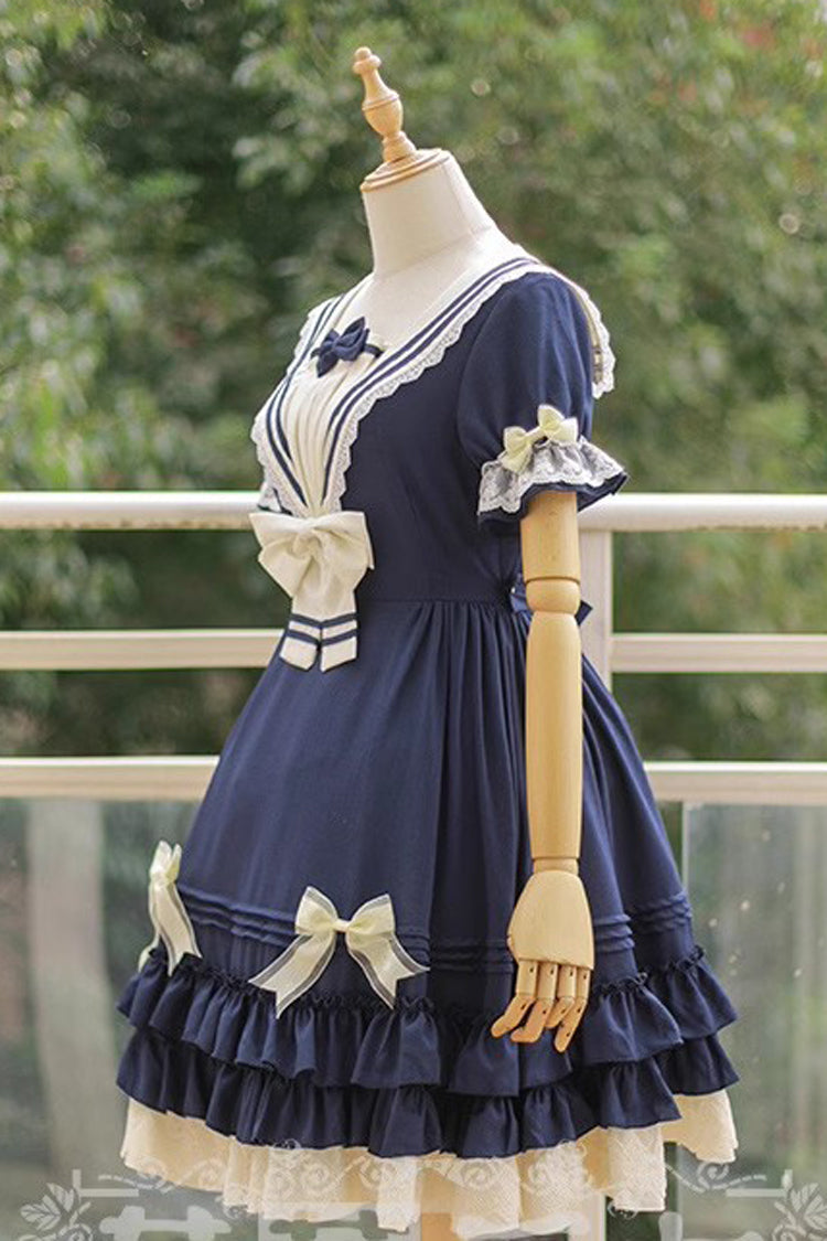 Gothic Lolita Dress - Rhine River Navy Style, 4 Colors, Sweet Style, Bow Detail - additional product view 9
