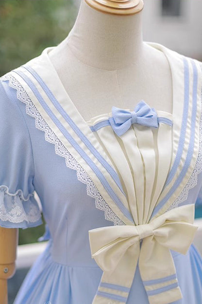 Gothic Lolita Dress - Rhine River Navy Style, 4 Colors, Sweet Style, Bow Detail - additional product view 10