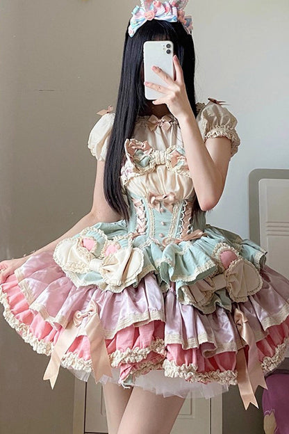 Gothic Lolita Dress - Ribbon Dance, 3 Colors, Lace Trim, Ruffled, Layered - additional product view 16