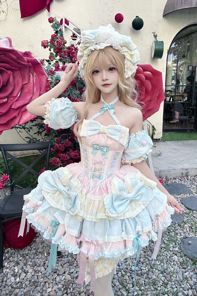 Gothic Lolita Dress - Ribbon Dance, Multi-Color, Lace-Up, Sweet Style, Bow Detail - additional product view 3