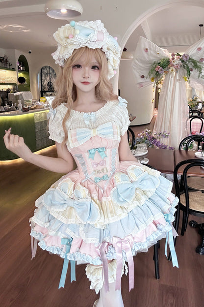 Gothic Lolita Dress - Ribbon Dance, Multi-Color, Lace-Up, Sweet Style, Bow Detail - additional product view 4
