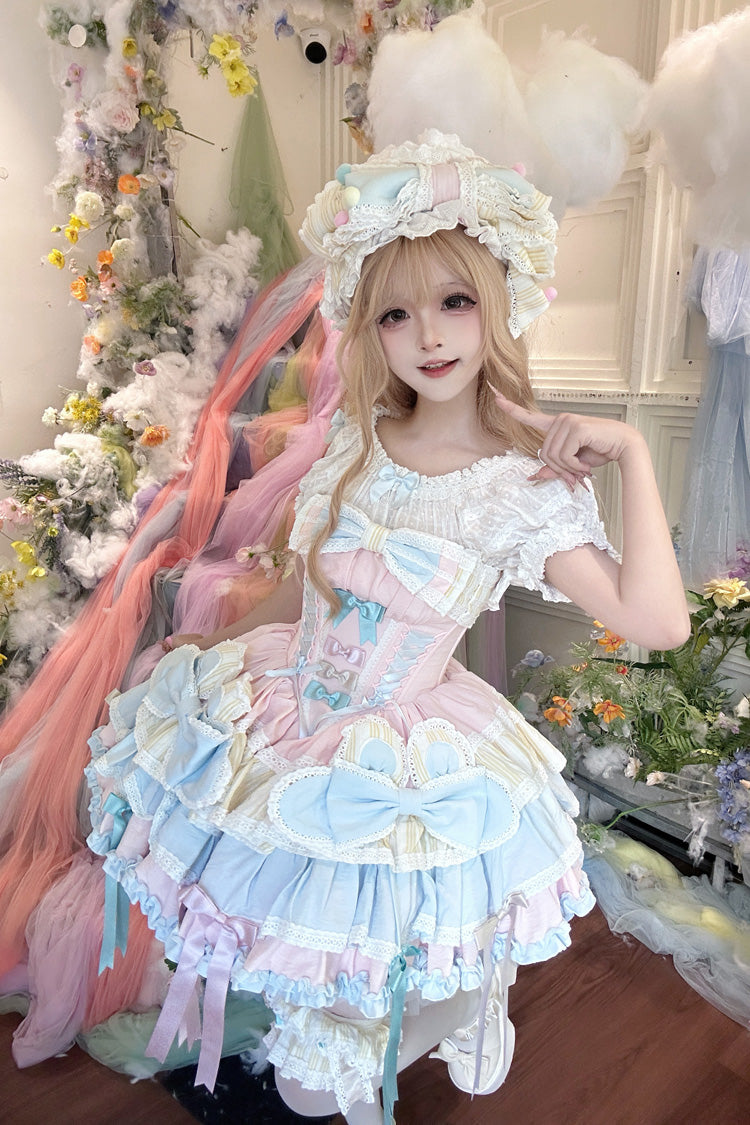Gothic Lolita Dress - Ribbon Dance, Multi-Color, Lace-Up, Sweet Style, Bow Detail - additional product view 5