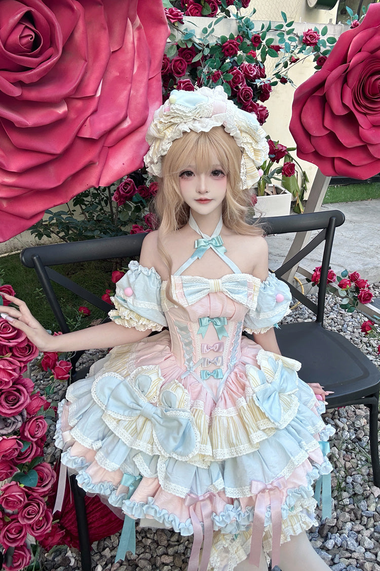 Gothic Lolita Dress - Ribbon Dance, Multi-Color, Lace-Up, Sweet Style, Bow Detail - additional product view 6