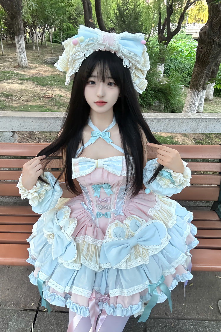 Gothic Lolita Dress - Ribbon Dance, Multi-Color, Lace-Up, Sweet Style, Bow Detail - additional product view 8