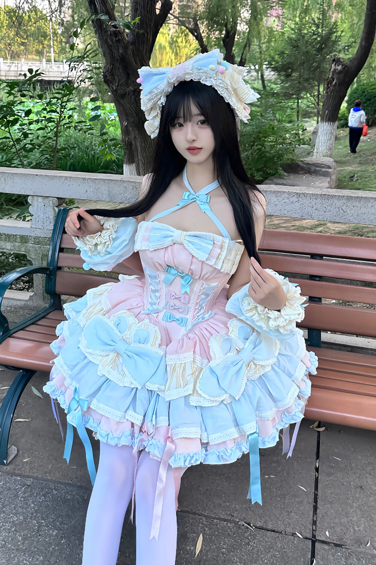 Gothic Lolita Dress - Ribbon Dance, Multi-Color, Lace-Up, Sweet Style, Bow Detail - additional product view 10