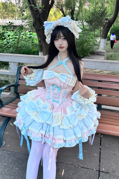 Gothic Lolita Dress - Ribbon Dance, Multi-Color, Lace-Up, Sweet Style, Bow Detail - additional product view 10
