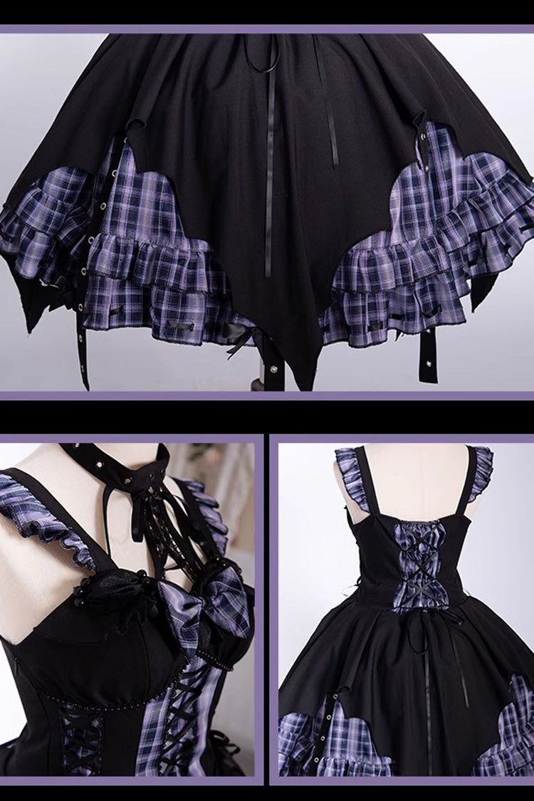 Gothic Lolita Dress - Rock Radio Wave Irregular, 3 Colors, Bow Detail, Printed - additional product view 5