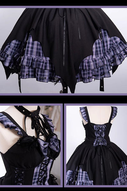 Gothic Lolita Dress - Rock Radio Wave Irregular, 3 Colors, Bow Detail, Printed - additional product view 5