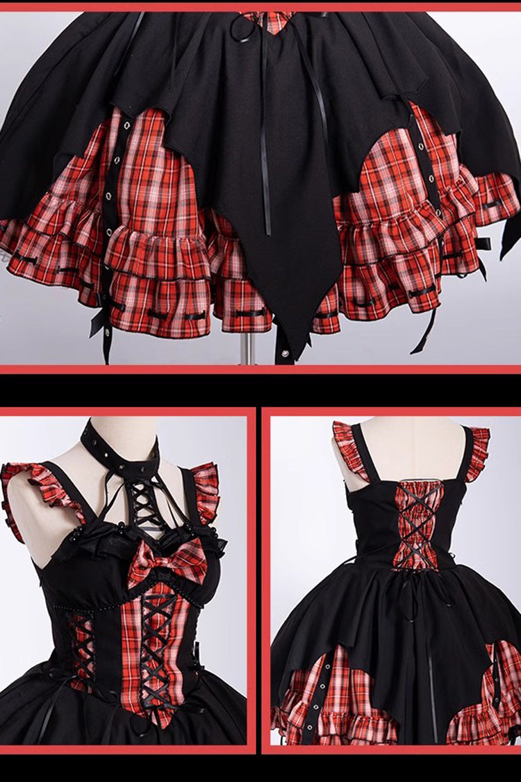 Gothic Lolita Dress - Rock Radio Wave Irregular, 3 Colors, Bow Detail, Printed - additional product view 6