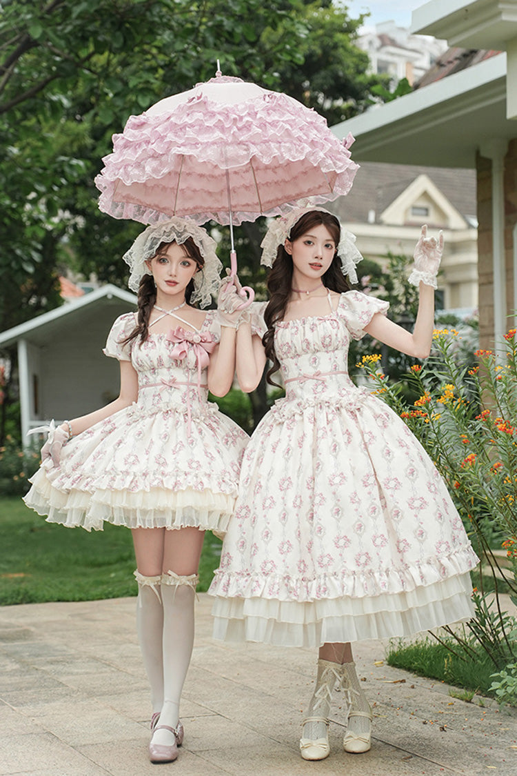 Gothic Lolita Dress - Rose After The Rain, Ivory, Square Collar, Short Length, Bow Detail - additional product view 11