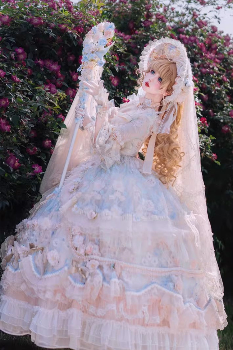 Gothic Lolita Dress - Rose Blossom Banquet, 2 Colors, Plus Size, Lace Trim, Ruffled - additional product view 5