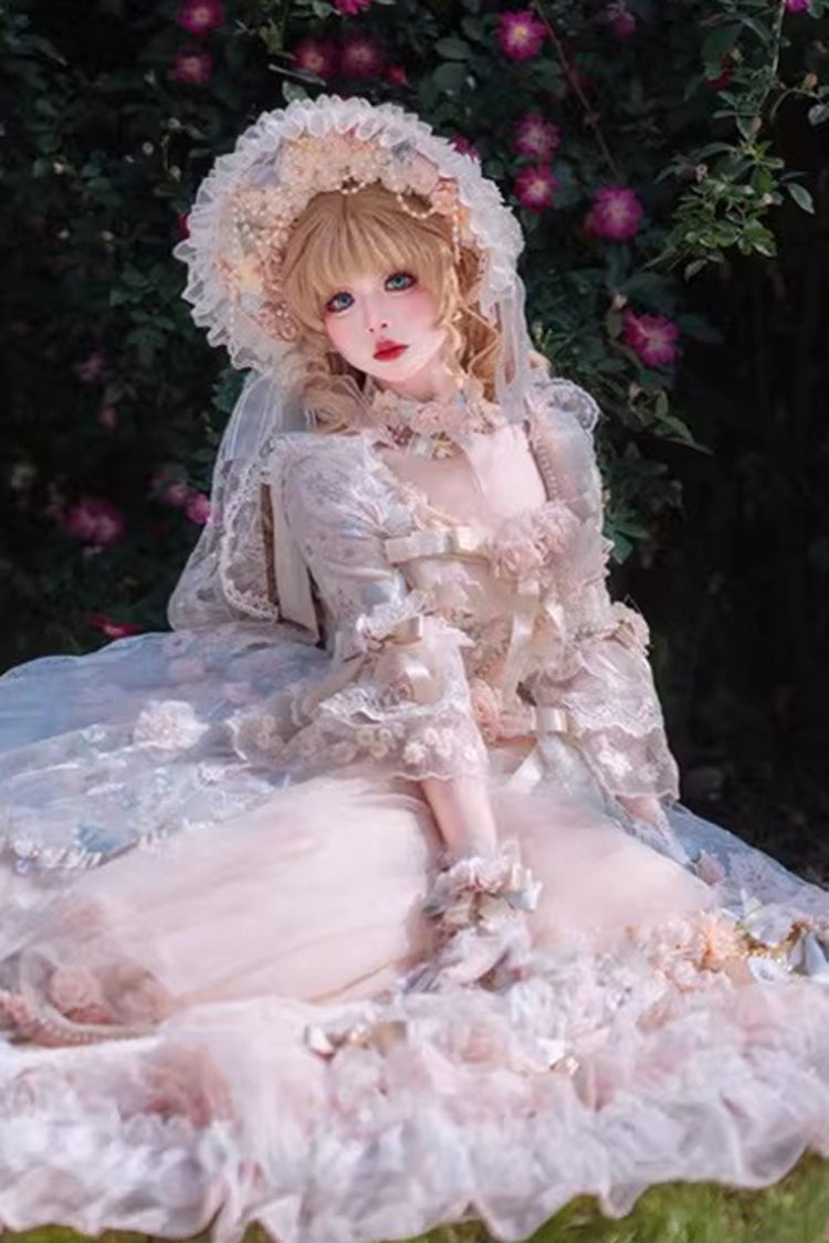 Gothic Lolita Dress - Rose Blossom Banquet, 2 Colors, Plus Size, Lace Trim, Ruffled - additional product view 6