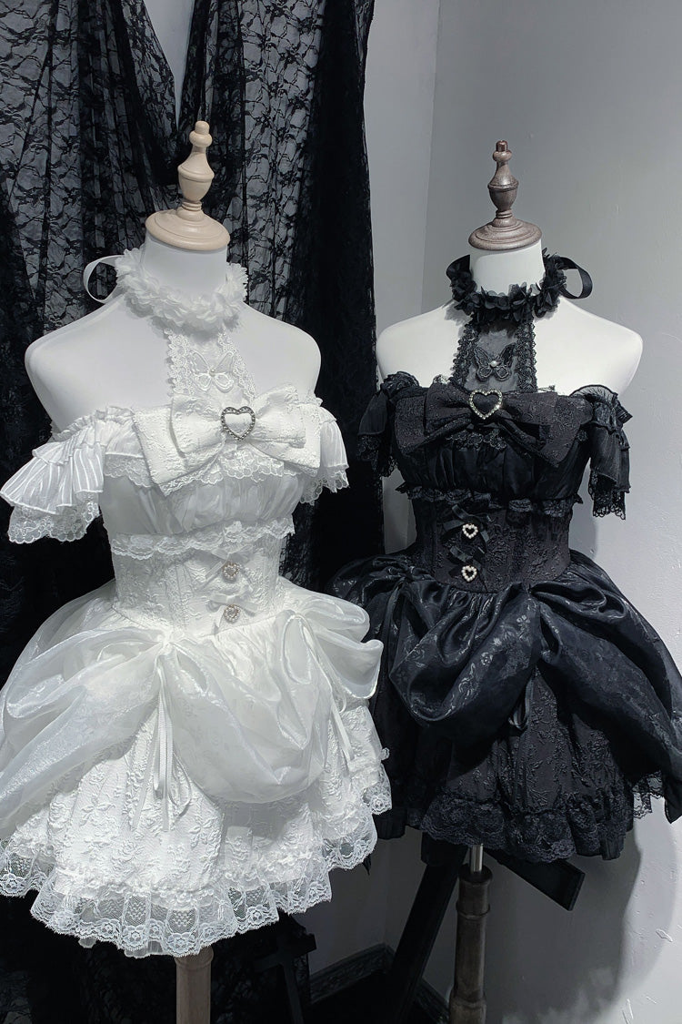 Gothic Lolita Dress - Rose Dream, White, Lace Trim, Ruffled, Printed - additional product view 3