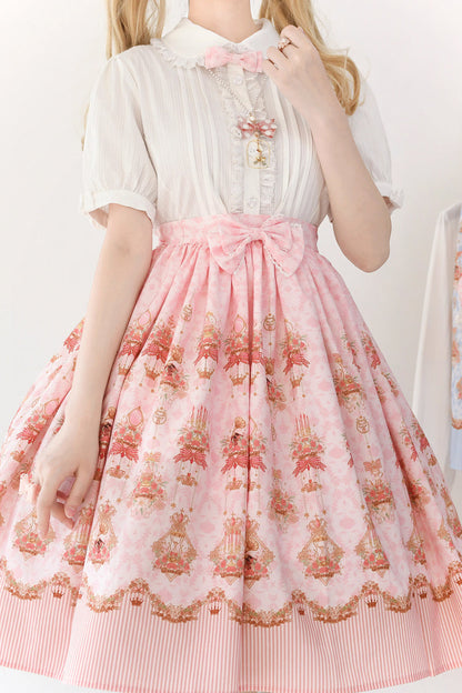 Gothic Lolita Dress - Rose Garden Rabbit, Pink, Ruffled, Printed, Sweet Style - additional product view 5