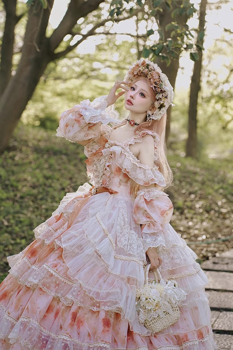 Gothic Lolita Dress - Rose Letter, Pink, Layered, Sweet Style, Ruffled - additional product view 3