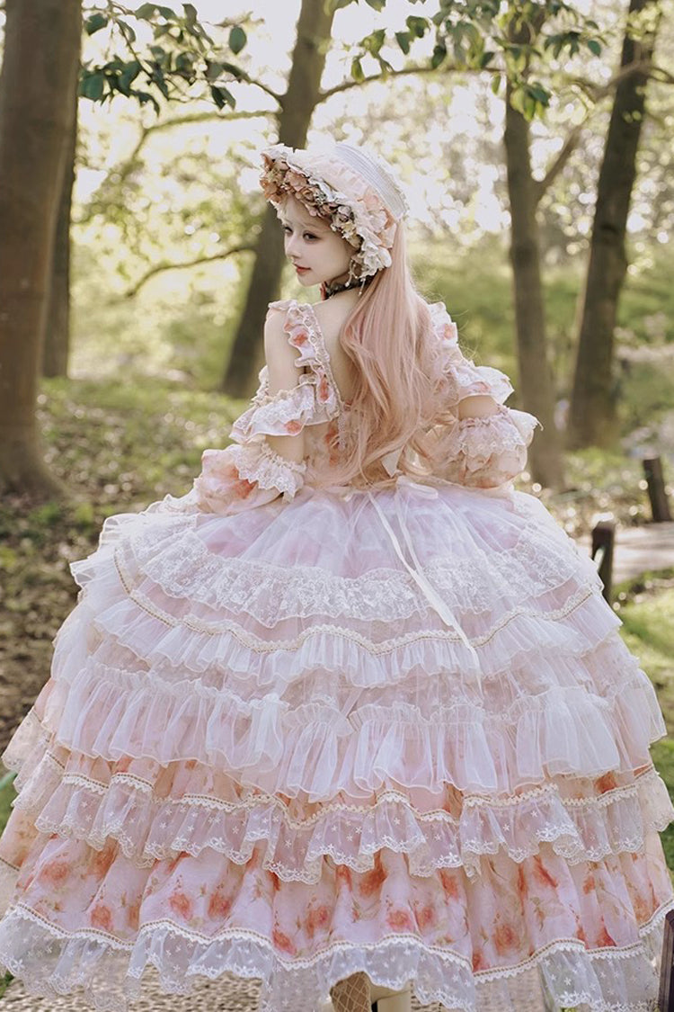 Gothic Lolita Dress - Rose Letter, Pink, Layered, Sweet Style, Ruffled - additional product view 4