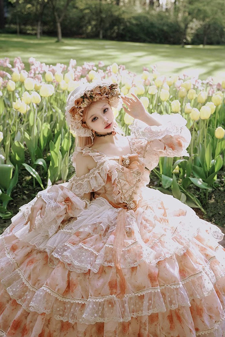 Gothic Lolita Dress - Rose Letter, Pink, Layered, Sweet Style, Ruffled - additional product view 5